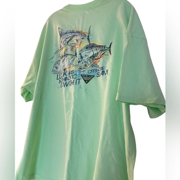 Mens shirt Columbia lime green fishing pic back short sleeve PFG tee shirt. XXL - Picture 6 of 9